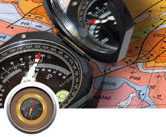 A compass on a map