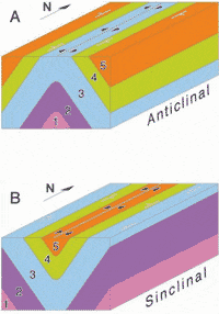 Diagram showing the types of folds